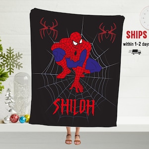 Personalized Spiderman Blanket, Spiderman Gift For Kids, Spider Birthday Theme Party, Christmas Gift For Kids, Super Hero Baby Blanket