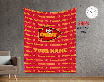 Custom Kansas City Chiefs Fan Blanket, Minky Sherpa Throw - Fast Shipping