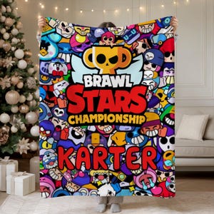 Personalized Brawl Stars Championship Blanket: Minky Sherpa Gamer Gift