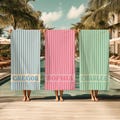 Personalized Groovy Striped Beach Towel: Custom Bachelorette Party Gift