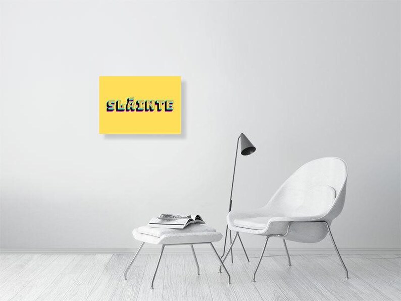 Sláinte (Cheers) - Retro 3D Typography Print - Irish Cheers Wall Art 17x23 inches