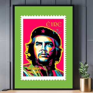 Impresión de sello de arte pop Che Guevara – Arte de pared inspirado en sellos Bold Éire (irlandés)