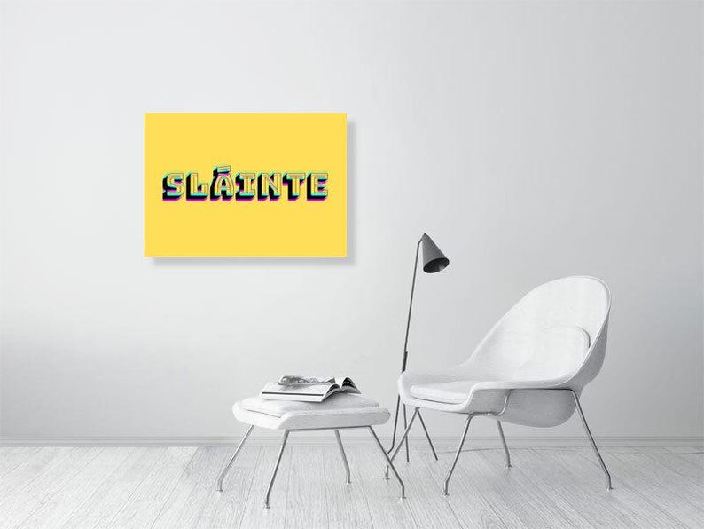 Sláinte (Cheers) - Retro 3D Typography Print - Irish Cheers Wall Art 23x33 inches
