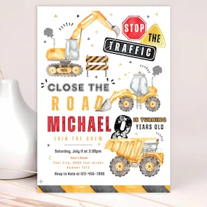Construction Birthday Invitation: Dump Truck Party, Editable Template (Digital Download)