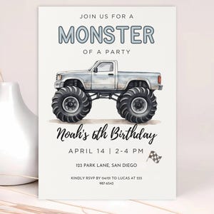 Monster Truck Birthday Invitation Template: Editable Party Evite (Digital Download)