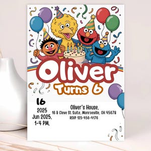 Editable Street Monsters Birthday Invite, Sesame Birthday Party, Printable Invitation, Kids Boy Birthday Party Invite, Canva Editable