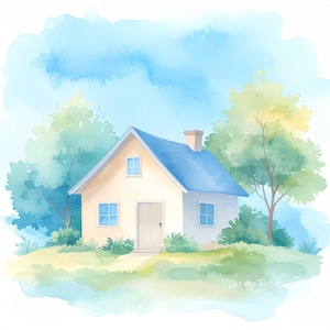 Cottage - Instant Digital Download. Perfect for Clip Art, Card Making and Printing. 1 PNG