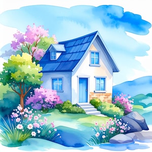 Country Cottage - Instant Digital Download. Perfect for Clip Art, Card Making and Printing. 1 PNG