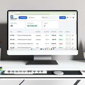 Smart Inventory Manager v2 | Google Sheets Automated Stock Tracker | Small Business Inventory System Dashboard |Low Stock Alert |No Subs App