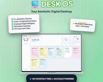 Desk OS Aesthetic Sticky Notes Dashboard, Google Drive Minimalist Notepad, Digital Desktop Desk Organizer, Browser Life Planner Web App