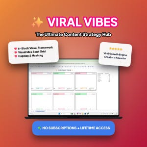 Viral Vibes | Aesthetic Google Sheets Content Planner | Social Media Calendar & Scheduler | Instagram TikTok Blog Organizer Creator Strategy