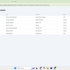 May include: A digital interface titled Salary Calculator displaying a table of job applications. Columns include Company, Role, Location, Status, and Salary/Comp. Rows list various tech companies like OpenAI, Spotify, Airbnb, Linear, Google, Notion, and Apple.