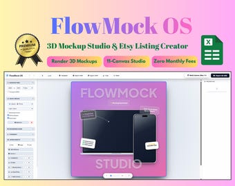 Gerador de protótipos de dispositivos com planilhas do Google, aplicativo para criação de anúncios no Etsy, construtor de cenas 3D com múltiplas telas, criação de protótipos de produtos sem necessidade do Canva Pro.