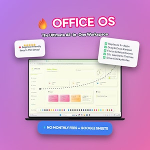 OfficeOS | Ultimate Google Sheets Web App | Aesthetic Digital Planner & Kanban Board | Notion Alternative | 35+ Themes | No Subscription