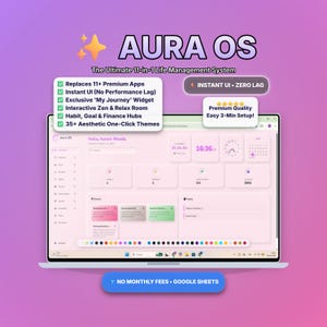 Aura OS | Ultimate Life Planner & Digital Dashboard | Google Sheets Web App | Notion Alternative | Habit Tracker, Vision Board Zen Room