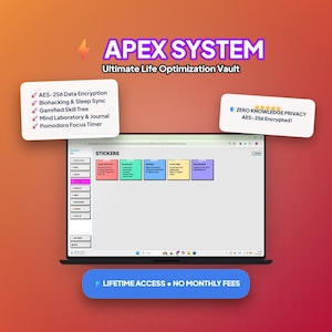 APEXOS | Ultimate High-Performance Dashboard for Google Sheets | Encrypted Life Planner | Productivity, Biohacking & Goal Tracker App