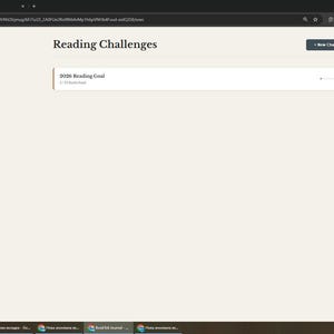 May include: A digital interface titled The Library displaying a Reading Challenges page. The screen features a New Challenge button, a 2026 Reading Goal progress bar showing 2/52 books read, and a sidebar with Dashboard, My Books, and Challenges tabs.