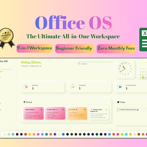 OfficeOS | Ultimate Google Sheets Web App | Aesthetic Digital Planner & Kanban Board | Notion Alternative | 35+ Themes | No Subscription