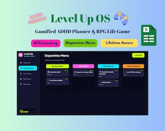 Planilha do Google com Gamificação para Planejamento de TDAH, Planilha de Acompanhamento de Estudos para Desktop, Cronômetro Pomodoro com Animal de Estimação Virtual, Organizador Diário de Hábitos