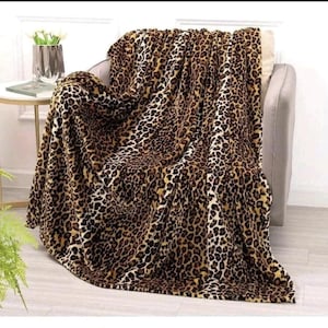 Leopard Print Flannel Throw Blanket