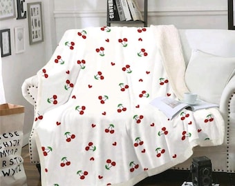 Red Cherry Fleece Throw Blanket