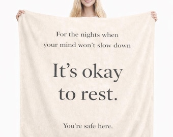 Overthinking Comfort Blanket, “It’s Okay to Rest” Anxiety Relief Throw, Cozy Gift for Stress & Mental Health 50x60