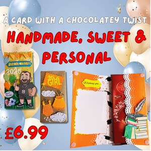 Chocoladekaart – handgemaakte wenskaart met chocolade gepersonaliseerd cadeau voor verjaardag, bedankt, gefeliciteerd, gewoon omdat, geslachtsbepaling