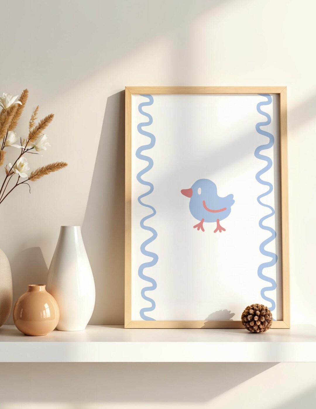 Baby Duck Nursery Wall Art Printable, Blue Duck Kids Room Decor, Cute ...