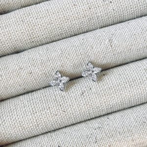 Dainty Blossom Ear Stud with Diamond Pave