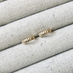 Cute Quatre Grosgrain Huggie Earring | 14K Gold Plated Sterling Silver