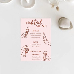 Minimal Bar Menu, minimal wedding sign, signature drink sign, wedding bar signage,wedding signage template,aesthetic wedding,Wedding signage