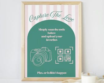 Capture The Love Sign, Wedding qr Code Sign, qr code, qr code wedding, aesthetic qr code sign, aesthetic photo sign, wedding photo sign
