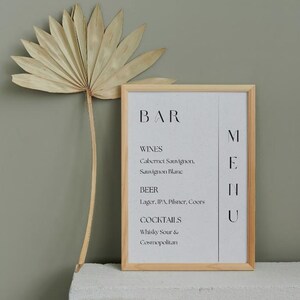 Minimal Wedding Bar Sign, Custom Bar Sign, Wedding Drink Menu, Personalized Bar Sign, Wedding bar sign template, Wedding Cocktail Sign