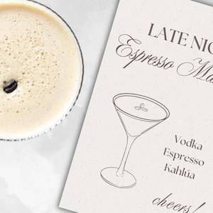 Espresso Martini Wedding Bar Sign, Custom Bar Sign,Wedding Drink Menu,Personalized Bar Sign, Wedding bar sign template,Wedding Cocktail Sign