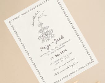 Scallop Save the Date, Custom Save the Dates, Printable Save the Date, Digital Save the Date, Save the Date Template