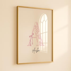 Personalized Pink Bow Wall Art: Custom Name Print (Digital Download)
