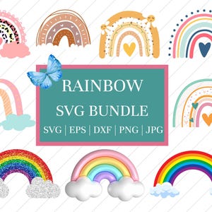 Vetor svg de arco-íris boho - arquivos de corte svg de arco-íris boho para cricut - bebê arco-íris svg png - decoração de berçário boho menina svg