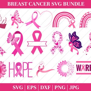 Pink Ribbon Breast Cancer Awareness SVG Bundle (Digital Download)