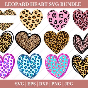 Leopard Herz SVG, Handgezeichnetes Herz SVG, Valentinstag SVG, Gepard Spots Schnittdatei Cricut, Png Pdf Eps, Vektor, Vinyl, Aufkleber, Abziehbild