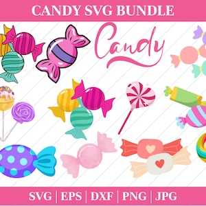 Candy Svg Bundle, Candy Party Svg, Candy Svg, Lollipop Svg, Sweets Svg, Candy Cane Svg, Lollipop Cut File, Instant Download