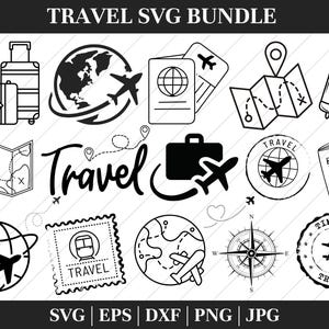 Reise-Svg-Bundle, lustige Reise-Svg, Reise-Svg, Reise-Clipart-Svg-Dateien für Cricut, Urlaub svg, Silhouette