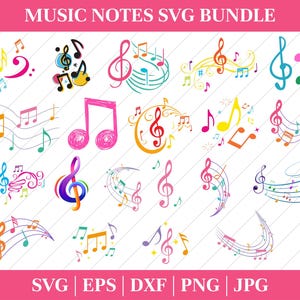 MUSICAL NOTES SVG, Musical Notes Clipart, Music Notes Svg, Musical notes svg files for Cricut