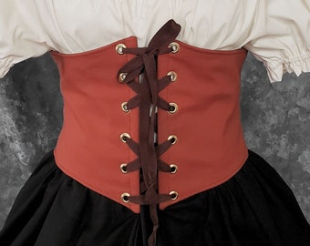 Burnt Orange Waist Cincher, Renaissance Corset, Medieval Tavern Wench, Pirate, Witch Costume, SCA, LARP, Steampunk Fantasy Cosplay Garb