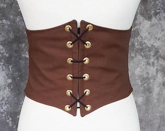 Renaissance Waist Cincher, Pirate Waist Belt, Brown Corset, Steampunk, SCA, LARP, POTC Costume, Ren Faire Cosplay, Fantasy Festival Wear