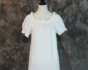 Blusa Chemise de algodón blanco, camisa campesina, traje steampunk medieval renacentista, Halloween, Ren Faire, SCA, LARP