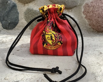 Gryffindor Drawstring Bag, Dnd Gaming Dice Pouch, Small Coin Purse, Rune Bag, Jewelry Purse, Harry Potter Bag, Dungeons and Dragons Dice Bag