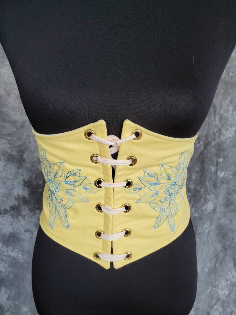 Renaissance Costume Waist Cincher Yellow withTeal Embroidered Etsy