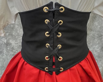 Renaissance Waist Cincher, Pirate Waist Belt, Black Corset, Steampunk, SCA, LARP, POTC Costume