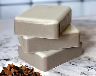 Chocolate Chai glycerin soap, Ocean Street Designs, Chocolate, Chai Tea, Oat Milk, Sugar.