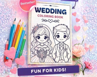 Custom Wedding Coloring Book – Keepsake Activity, 16 Pages (Digital Download)